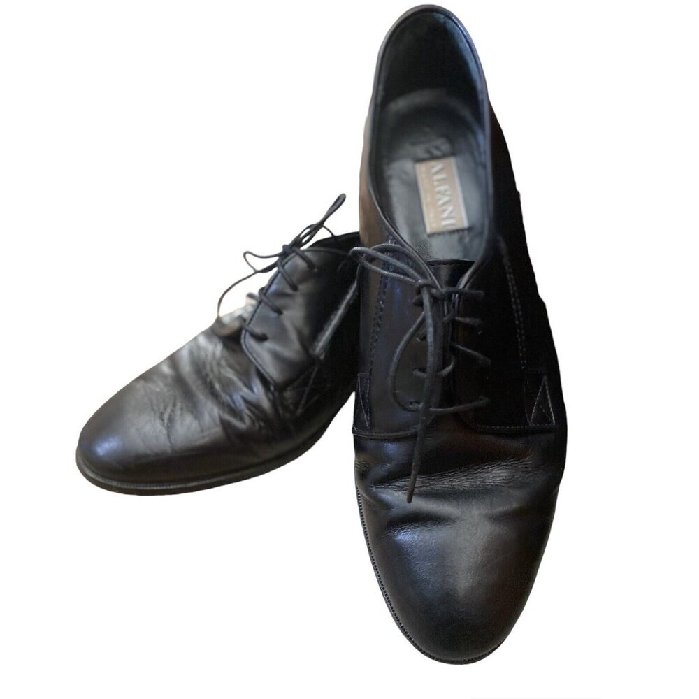 Alfani Derby Black Dress Shoes Lace Up Almond Toe Men Size 10M 4300-1